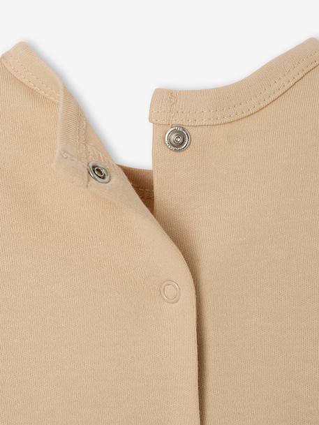 Pack of 3 baby sleepsuits with back opening ecru+sage green 