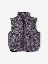 Girls-Sleeveless Lightweight Jacket with Floral Pattern for Girls