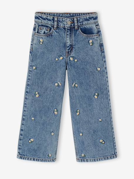Embroidered Susan wide-leg jeans for girls bleached denim+deep blue+denim blue+medium blue 
