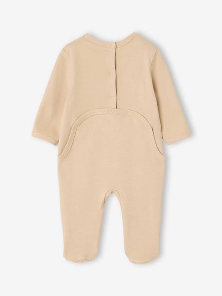 Pack of 3 baby sleepsuits with back opening ecru+sage green 