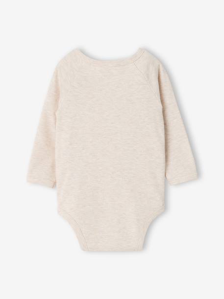 Pack of 3 long-sleeved newborn bodysuits cappuccino 