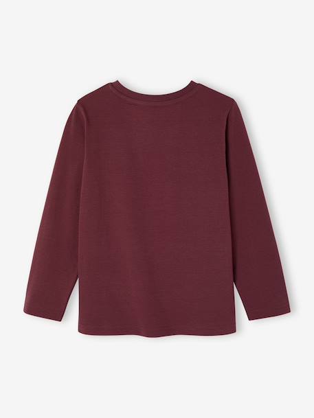 Long-sleeved T-shirt for boys bordeaux red+marl white+slate grey 