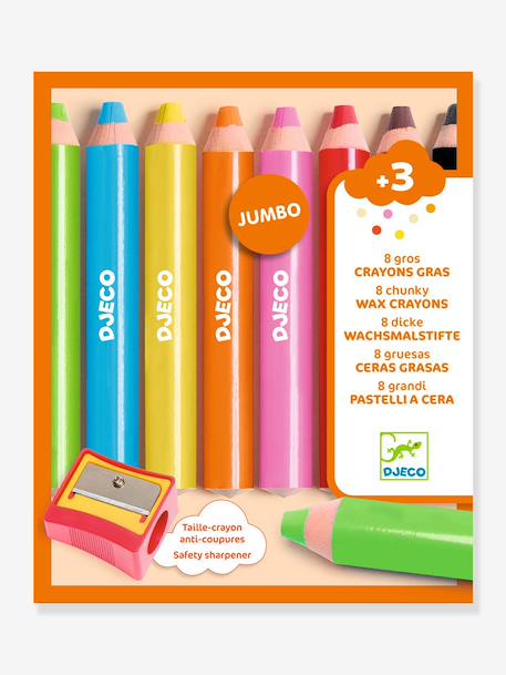 8 DJECO wax crayons orange 