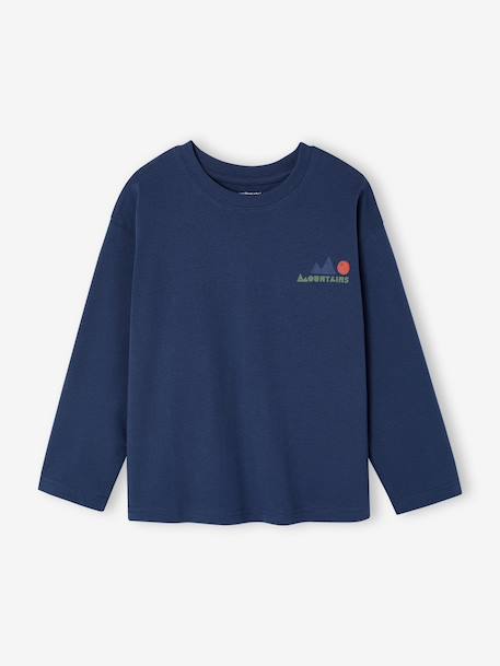 Long-sleeved T-shirt for boys fir green+ocean blue+ochre 