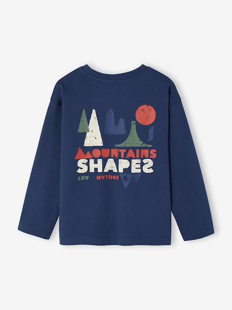 Long-sleeved T-shirt for boys fir green+ocean blue+ochre 