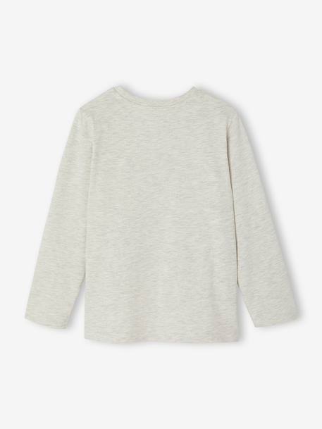 Long-sleeved T-shirt for boys bordeaux red+marl white+slate grey 