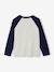 Long-sleeved T-shirt for boys green+navy blue+ochre 