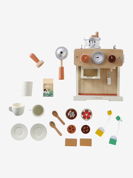 FSC® wooden large coffee maker with accessories ecru 