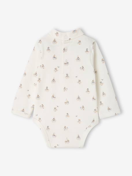 Pack of 2 roll-neck bodysuits for baby ecru 