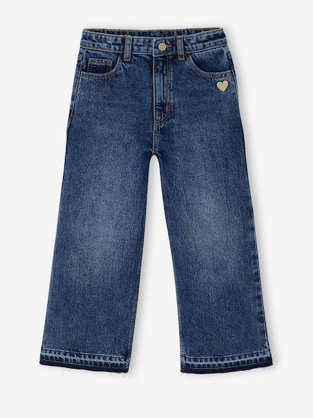 Wide-Leg Jeans, Frayed Hems, for Girls bleached denim+deep blue+grey+stone 