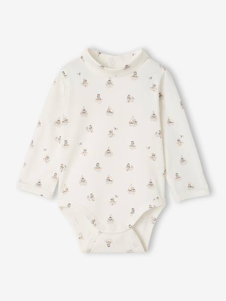 Pack of 2 roll-neck bodysuits for baby ecru 