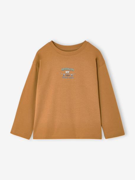 Long-sleeved T-shirt for boys fir green+ocean blue+ochre 