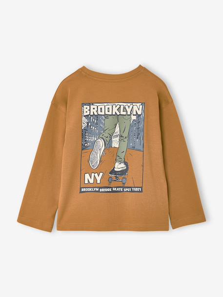 Long-sleeved T-shirt for boys fir green+ocean blue+ochre 