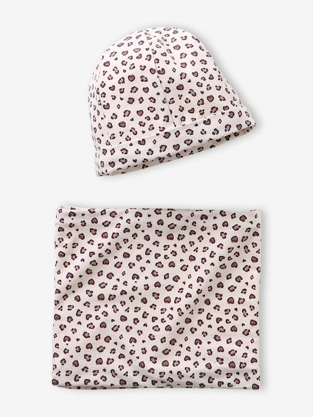 Hat and snood set for girls beige 