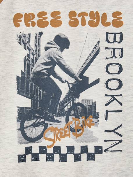 Long-sleeved T-shirt for boys green+navy blue+ochre 