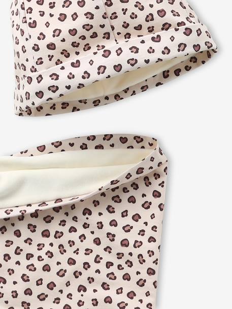 Hat and snood set for girls beige 
