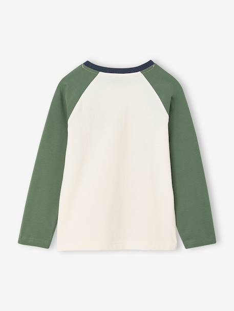 Long-sleeved T-shirt for boys bordeaux red+ochre+sage green 