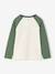 Long-sleeved T-shirt for boys bordeaux red+ochre+sage green 