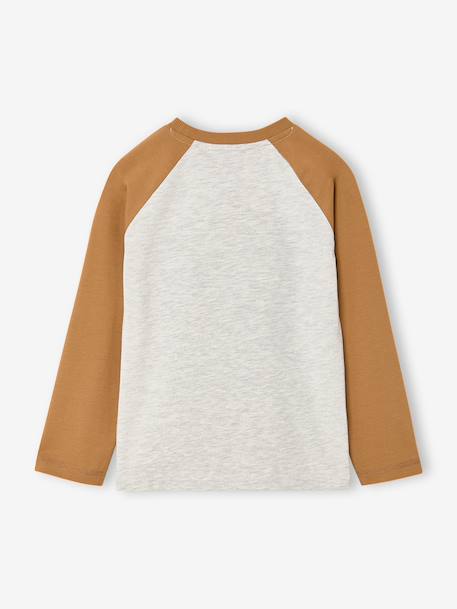 Long-sleeved T-shirt for boys green+navy blue+ochre 