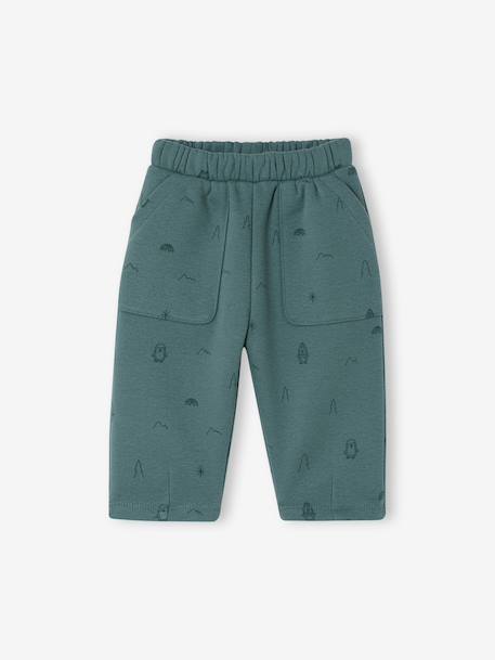 Wide trousers for baby beige+emerald green 