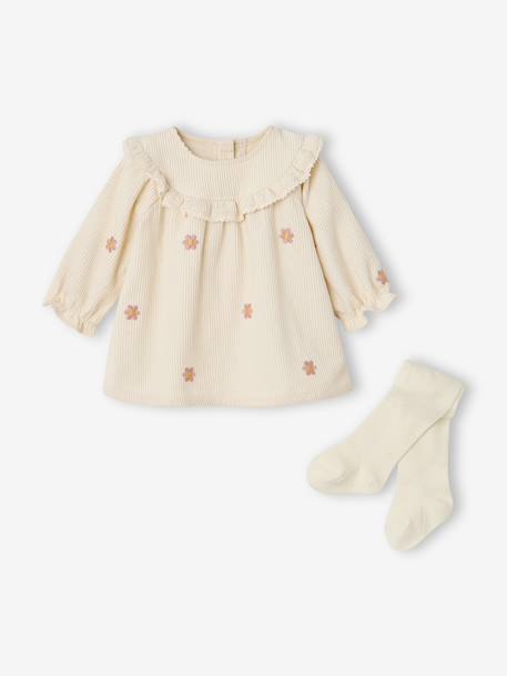 Dress and tights set for newborn vanilla 