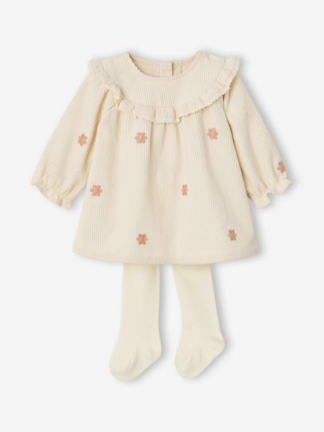 Dress and tights set for newborn vanilla 