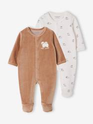 -Pack of 2 baby sleepsuits with front opening