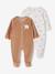 Pack of 2 baby sleepsuits with front opening cappuccino+pale pink+sage green 