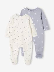 -Pack of 2 baby sleepsuits with back opening