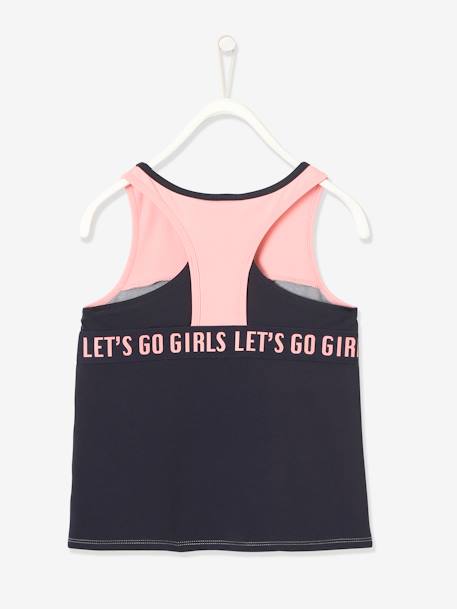Sleeveless Top for Sports, for Girls Grey Anthracite+Grey/Print 