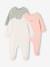Pack of 3 baby sleepsuits with back opening marl beige+marl grey+sage green 