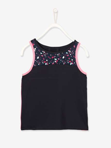 Sleeveless Top for Sports, for Girls Grey Anthracite+Grey/Print 
