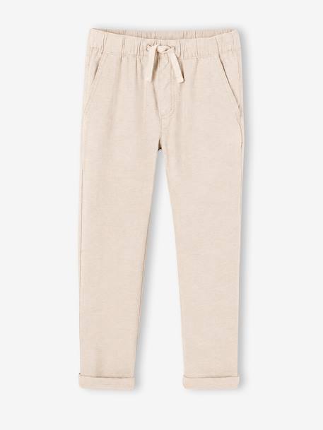 Lightweight Trousers in Cotton/Linen, for Boys hazel+marl beige+night blue+sage green 
