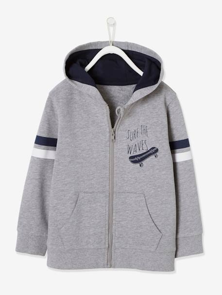 Zipped Jacket with Hood for Boys Light Grey 