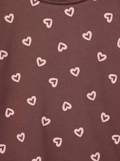 Pack of 3 long-sleeved girls' fancy t-shirts anthracite+coral+ecru+grey blue+indigo+mauve+rose 