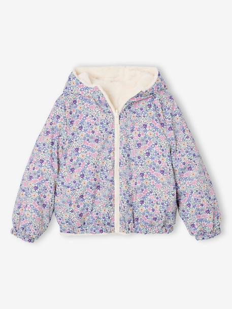 Reversible Leopard/Sherpa Windcheater with Hood for Girls beige+vanilla 