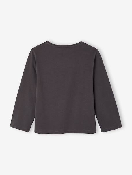 Pack of 3 long-sleeved girls' fancy t-shirts anthracite+coral+ecru+grey blue+indigo+mauve+rose 