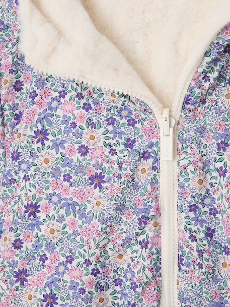 Reversible Leopard/Sherpa Windcheater with Hood for Girls beige+vanilla 