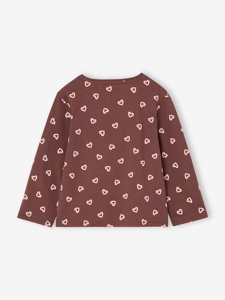 Pack of 3 long-sleeved girls' fancy t-shirts anthracite+coral+ecru+grey blue+indigo+mauve+rose 