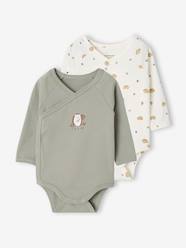 -Pack of 2 long-sleeved newborn bodysuits