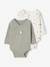 Pack of 2 long-sleeved newborn bodysuits cappuccino+pale pink+sage green 