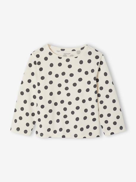 Pack of 3 long-sleeved girls' fancy t-shirts anthracite+coral+ecru+grey blue+indigo+mauve+rose 