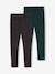 Pack of 2 Leggings Lined in Fleece Knit anthracite+plum 