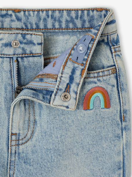 Girls' embroidered floral Mom jeans blue+light blue+medium blue 