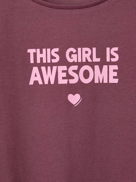 Pack of 3 long-sleeved girls' fancy t-shirts anthracite+coral+ecru+grey blue+indigo+mauve+rose 