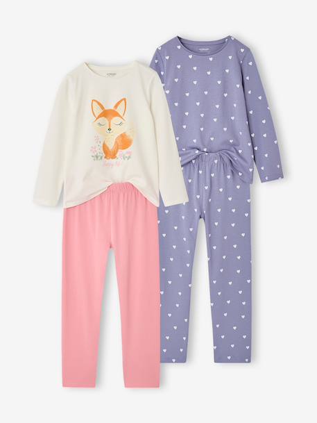 Pack of 2 long pyjamas for girls ecru 