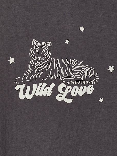 Pack of 3 long-sleeved girls' fancy t-shirts anthracite+coral+ecru+grey blue+indigo+mauve+rose 