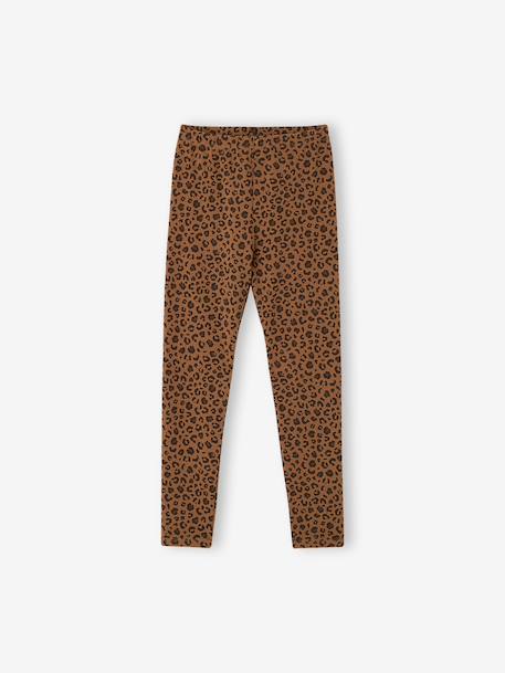 Girls' zebra print leggings from the ENVIE DE FRAISE mother-daughter capsule collection beige+chocolate 