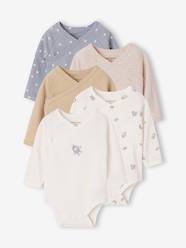 Pack of 5 long-sleeved bodysuits for baby boys