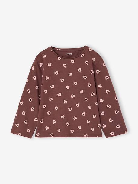 Pack of 3 long-sleeved girls' fancy t-shirts anthracite+coral+ecru+grey blue+indigo+mauve+rose 